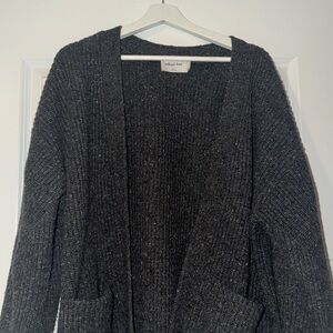 Aritzia Wilfred Free Charcoal Open-Front Cardigan